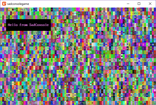 a new console in SadConsole with hello text