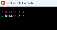 A SadConsole window showing two buttons where one has a purple foreground.