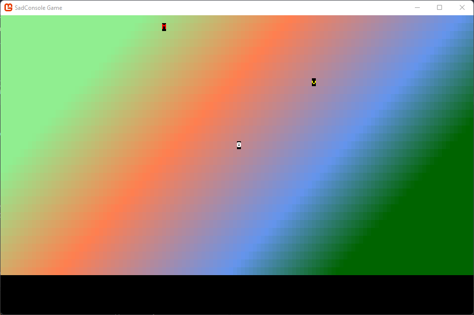 A monster and treasure object on the game map